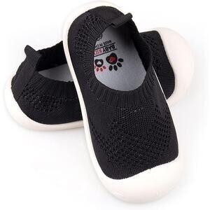Baby's First Walking Shoes, Soft Rubber Sole Infant Size 5, Mesh Non-Slip, Black